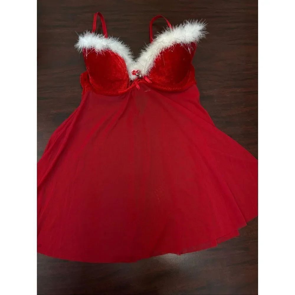 Rampage Christmas SantaβLingerie Babydoll Top Size Medium